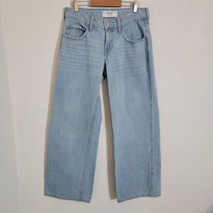 Hollister Low Rise Baggy Jeans Sz 2 Short Light Wash Denim Pants Light Wash Y2K